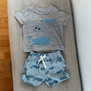 Cute whale matching shirt set 6 months
